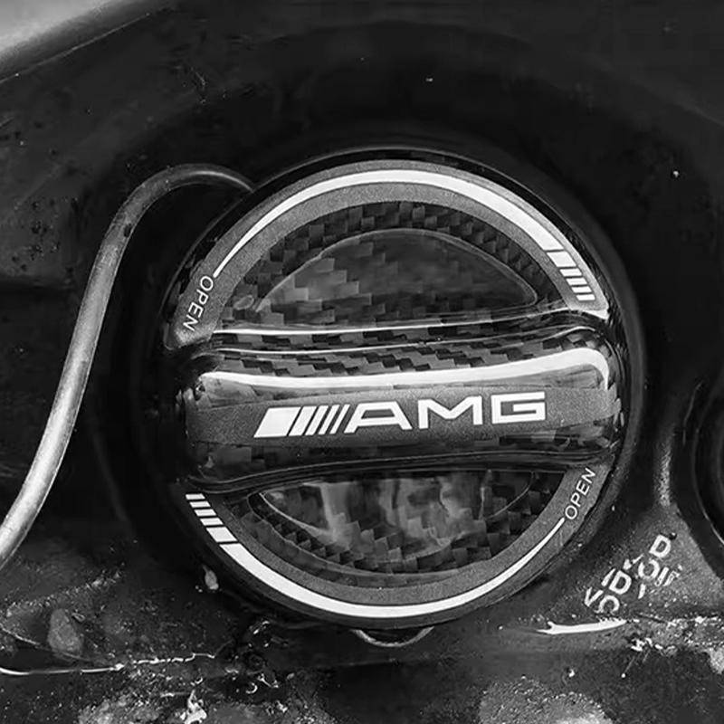Carbon Fiber Fuel Tank Cap AMG Emblem Fuel Tank Decorative Sticker For Mercedes Benz AMG W177 W176 X166 X167 C257 C218 X253 C118 BE1