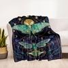"Enchanted Moth & Cicada Art Print: Celestial Nature Decor"Blanket Flannel Throw Blanket for Sofa, Bed, Travel, Camping, Office, Couch, Chai