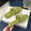 Корейская версия сказочный ветер пушистые тапочки женские уличные 2025 осень и зима новинка интернет-знаменитость супер огонь модные на плоской подошве хлопковые дра