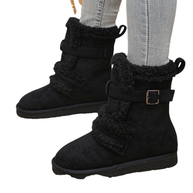 Меховые Балетки Женские Снежные Ботильоны Замшевые Короткий Плюш Дизайнерские Новые Хлопковые Туфли Тренд 2025 Теплые Уютные Повседневные Зимние Боты Женские