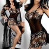 Women Embroidery Sexy Breathable Print Perspective Lure Pajamas Underwear Suit