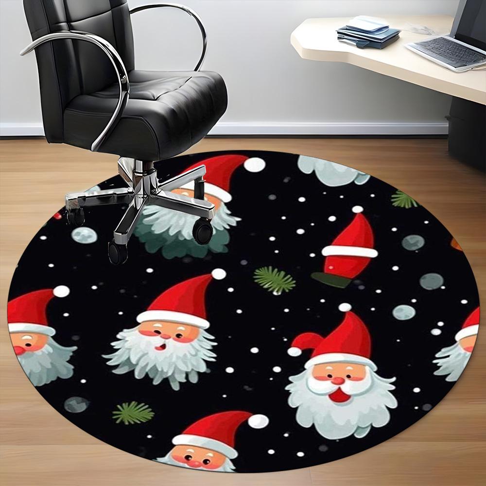 1pc Christmas Santa Claus Chair Carpet for Office Non-Slip,  Machine Washable Rug for Office, Room - Polyester, Machine Made yy251029237
