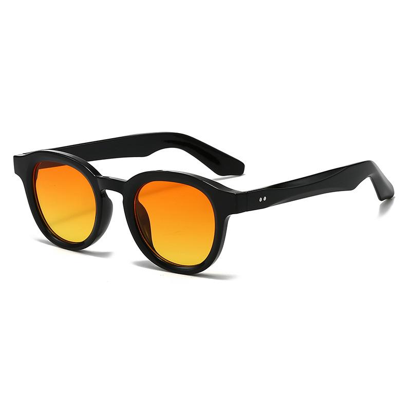 New round fashion sunglasses, European and American retro simple oval classic rivet sunglasses for men and women