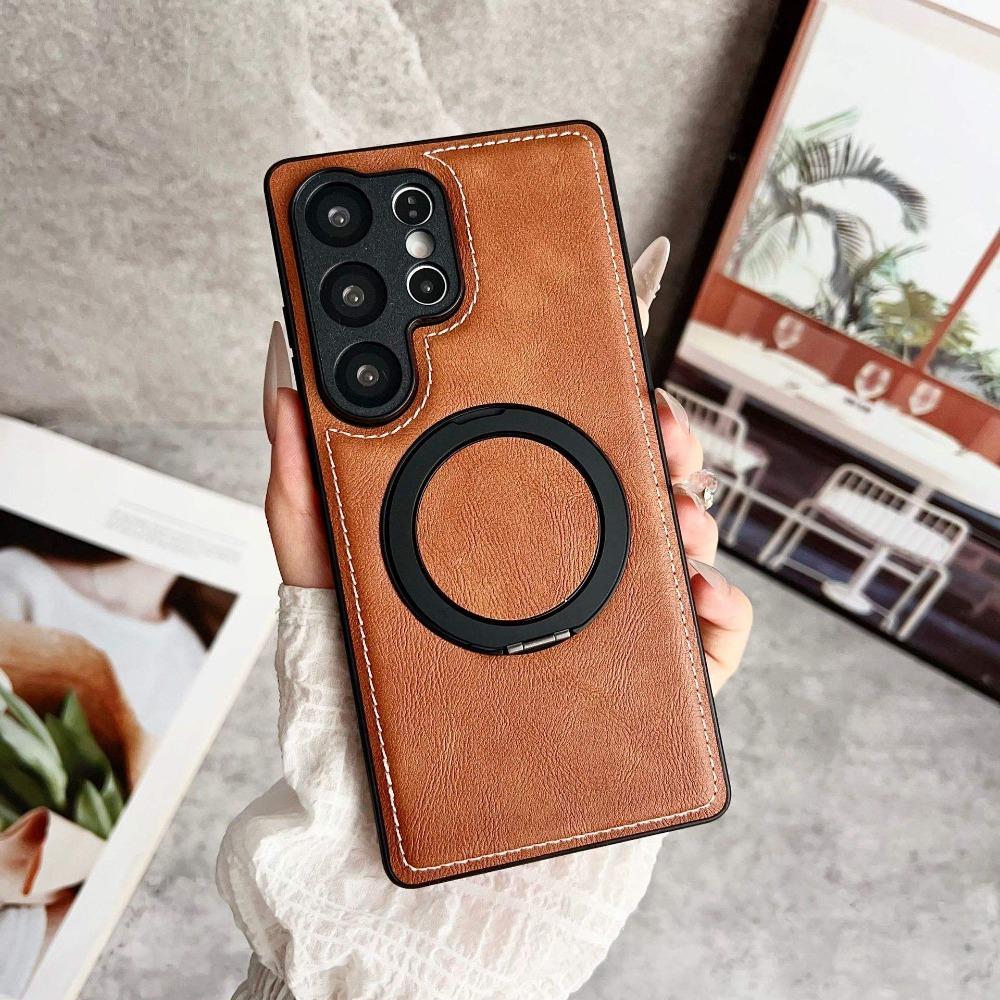 Премиальный чехол-книжка из ПУ-кожи с магнитной подставкой для Samsung S26 Ultra S25 S24 S23 Plus, матовый, с ощущением кожи, противоударный защитный чехол