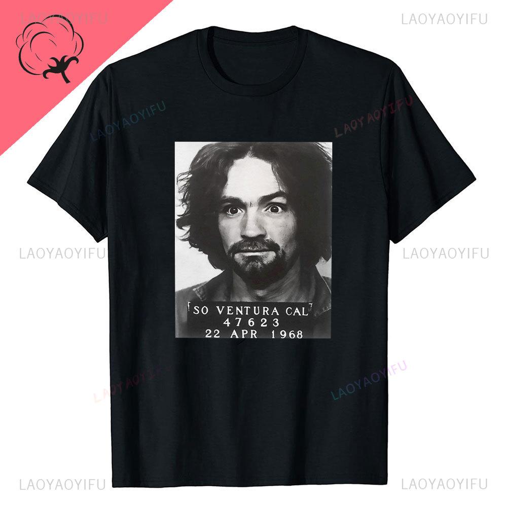 Новые Шорты с коротким рукавом Чарльза Мэнсона Эстетика Харадзюку Уличная одежда Повседневный Уникальный Модный Вентилируемый Мужской Летний Футболка с принтом Топы