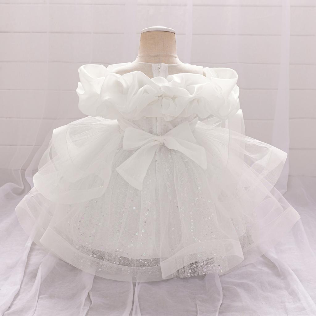 Платье для девочки Свадебное Платье для новорожденной девочки Платья для крещения с милым бантом Платье для дня рождения девочки-малышки Бальное платье AL190