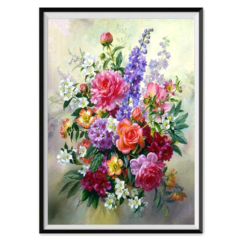 5D DIY Алмазная картина Красивые цветы Фотографии Алмазная вышивка Набор для вышивки крестом Полный горный хрусталь Мозаика Домашний декор