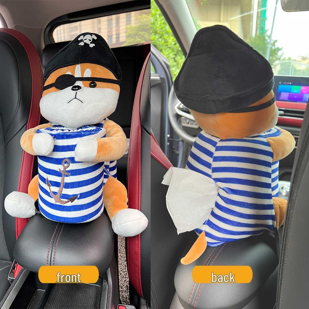 Мультяшный плюшевый автомобильный держатель для салфеток на подлокотник: Милый подвесной диспенсер для бумаги и украшение интерьера