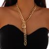 European & American Geometric Alloy Clavicle Necklace with Aluminum Chain and Fashionable Belt Buckle