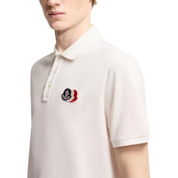 Moncler SS26 Logo Patch Cotton Piquet Shirt Solid Color Button Short Sleeve Polo Men tops L10918A0003089A16034