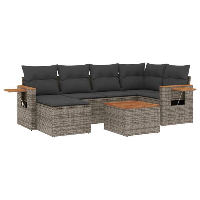 VidaXL Salon de Jardin avec Coussins 7 pcs, Canapés de Terrasse, Ensemble de Meubles de Patio, Mobilier d'Extérieur, Gris 3259428