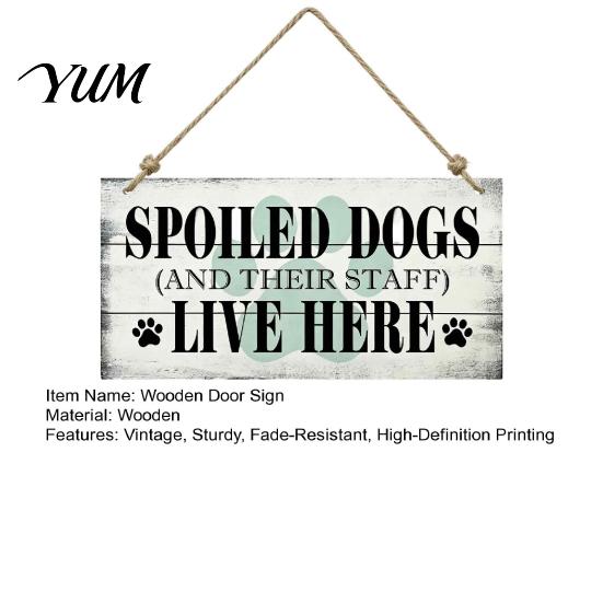 Decorative Wooden Pet Sign House Door Sign, Rustic Farmhouse Dog Wall Hanging Plaque, Owner Housewarming Gift Vintage Home Decor, for Lovers