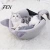 Comfortable Kitty Shelter Plush Cat Cave Bed with Ears, Enclosed Cozy Hide Bed, Non-slip Small Pet Bottom, Warm Winter Nest for Indoor Large