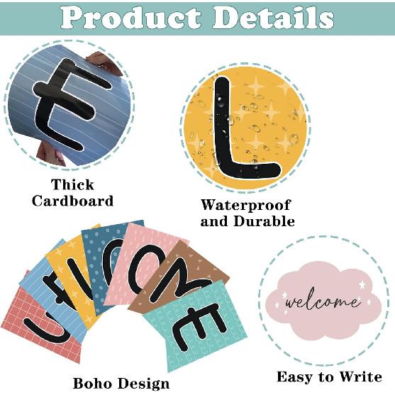 57pcs Boho Rainbow Welcome Banner Welcome Bulletin Board Set for Classroom Decoration Back to School Supplies