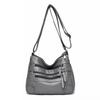Solid Color Multi Zipper Bag Vintage Soft Leather Shoulder Bag  Casual Crossbody Purse For Work