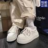 2024 Autumn New Korean Version Platform Cross Flower Board Shoes Women's White Shoes Women's Casual Versatile Height-increasing Sports Muffin Shoes