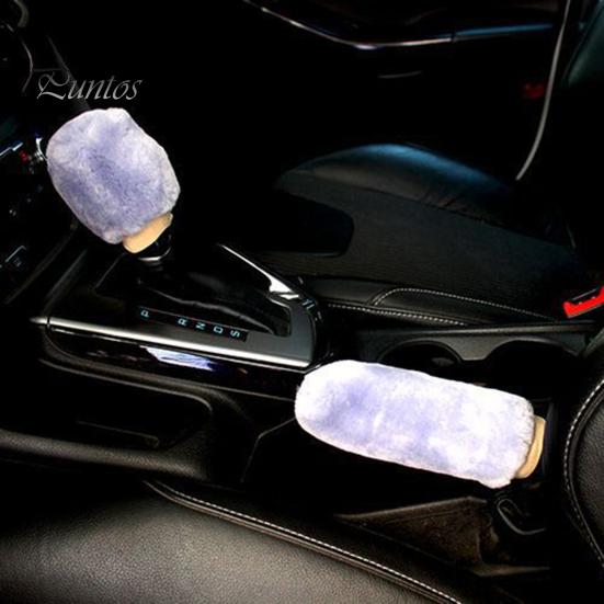 Gear Shift Sleeve 1 Set Handbrake Cover Soft Non-slip Grip Covers Knob for Auto Plush