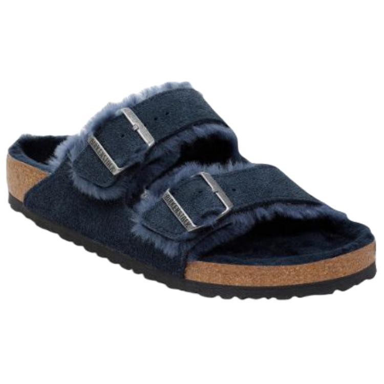 Birkenstock Беркенштоки с овчиной Arizona Унисекс Морской Синий Обычные Свободная посадка 1030684