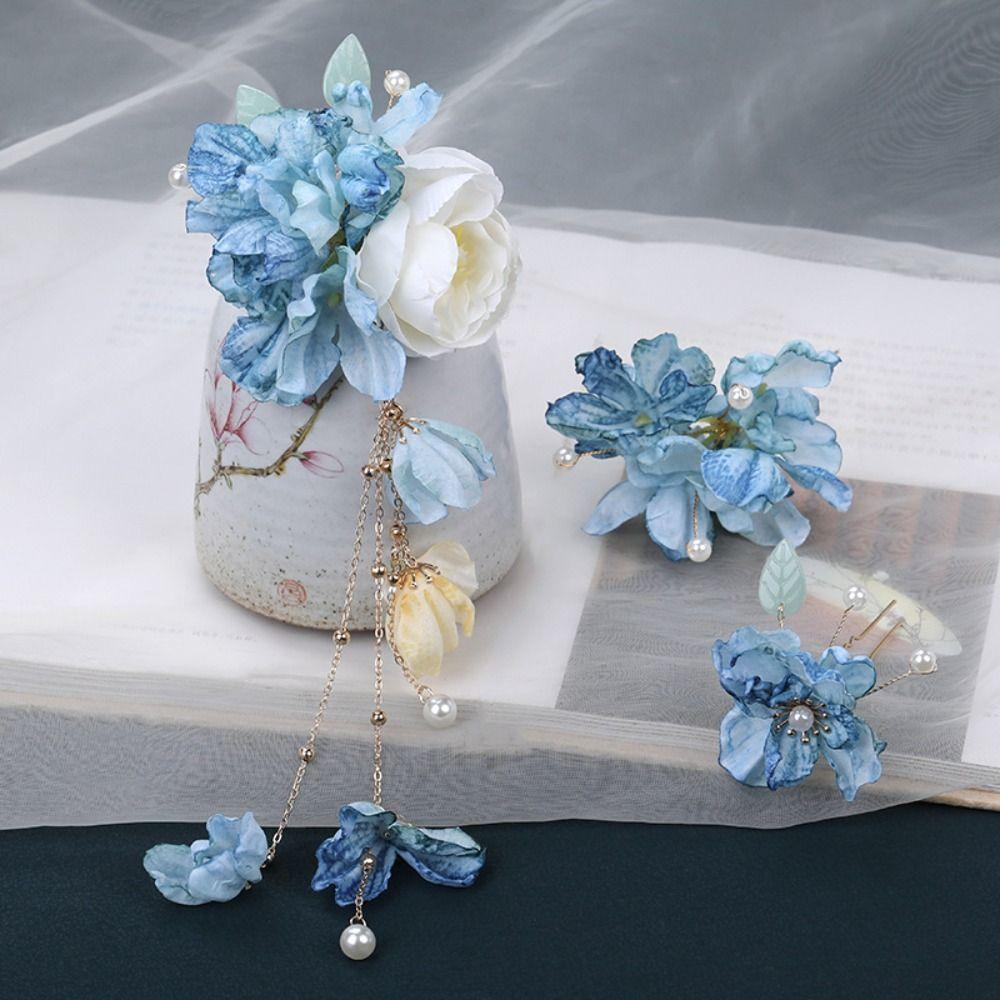 Tassel Hair Clip Fork Artificial Flower Tassel Headwear New Hairpins Hanfu