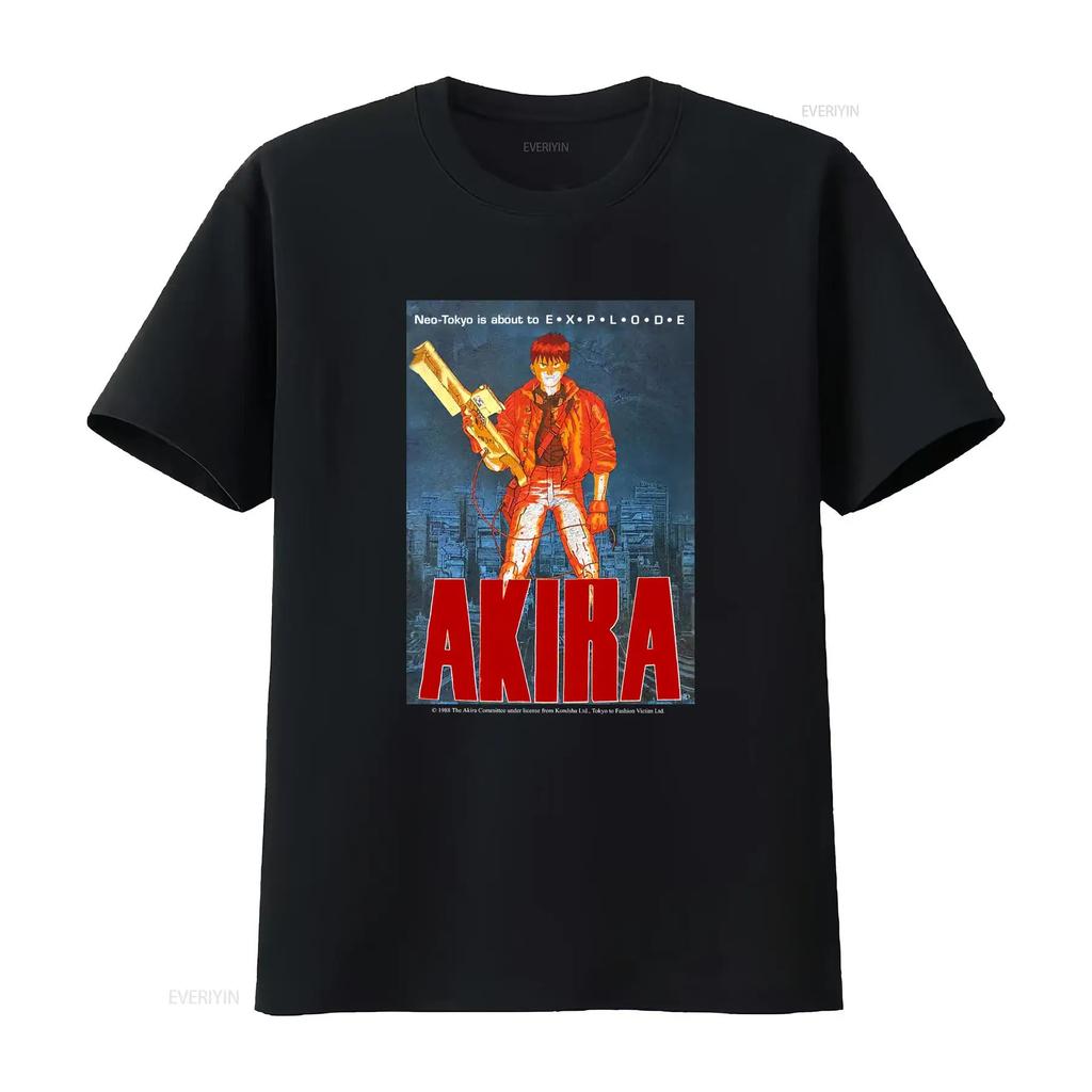 Akira 1998 Vtg Black T Shirt Vintage Casual Homme Streetwear Top For Everyday Wear Versatile Stretched Graphic Soft