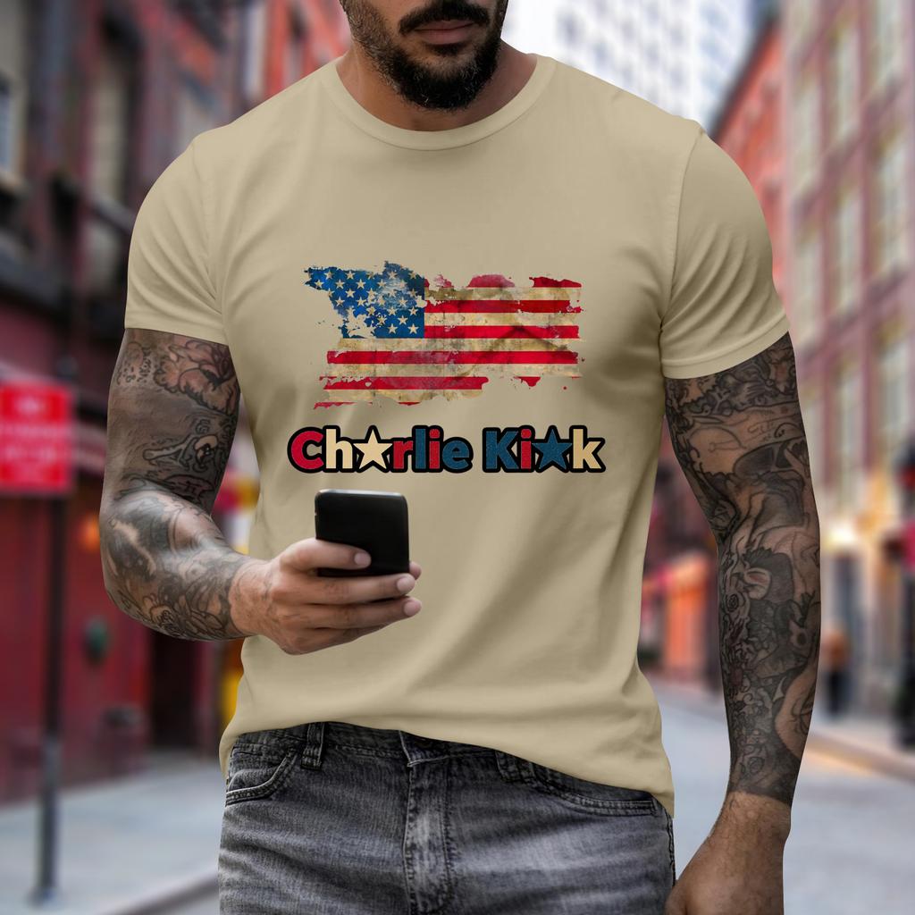 Men's Printed Short Sleeve T-Shirt Men's Loose Casual Short Sleeve Top