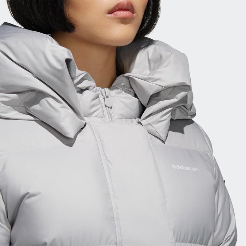 adidas Neo Large Logo Casual Mid-Line Down Jacket Winter Women Outwear Gray EI4425