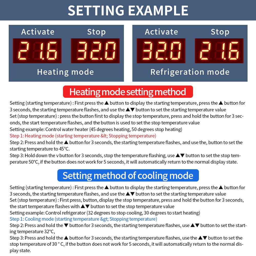 ZFX-W3007 Батарейный термостат DC12V 120W Прецизионный регулятор температуры Микрокомпьютерный переключатель контроля температуры для нагрева охлаждения