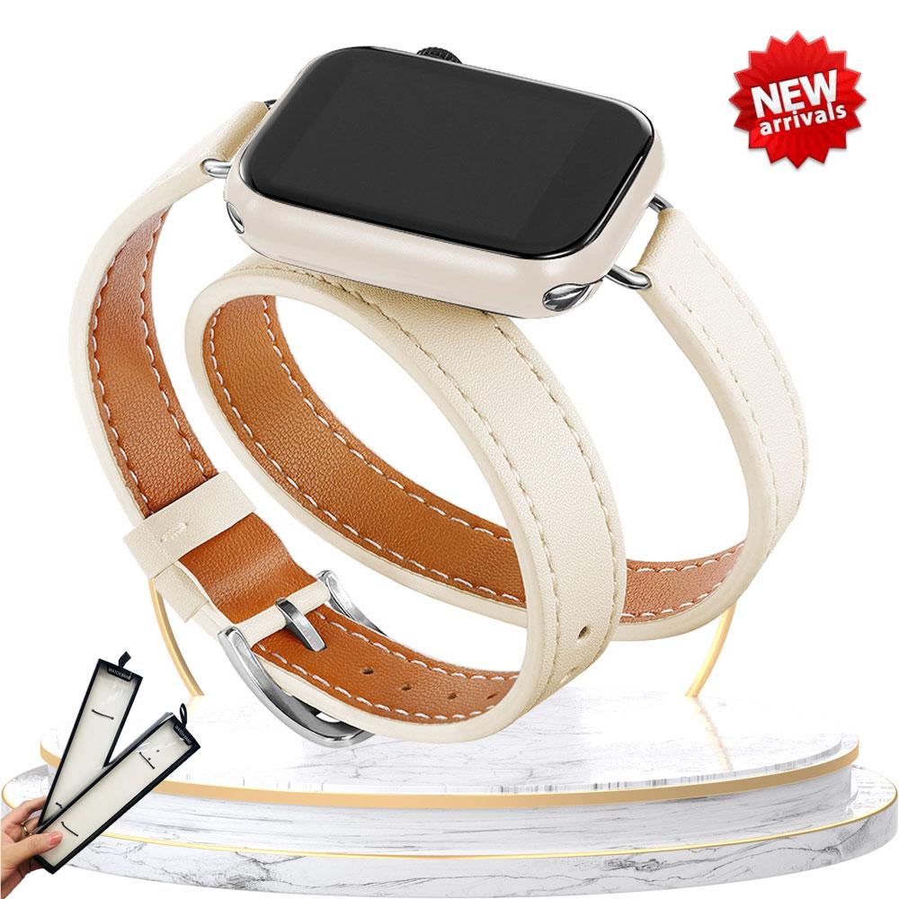 Кожаный ремешок Double Tour для Apple Watch ultra band 49мм 45мм 42мм 44мм Серия 8 7 6 Se 5 4 3 2 Iwatch 6 38мм 40мм Correa 41мм