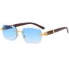 4 Wood Grain Temple Metal Sunglasses Irregular Square Trend Sunglasses For Glasses