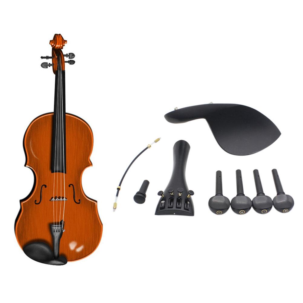 4/4 Violin Chinrest with Tailpiece Tail Rope Tuning Peg Endpin Screw Violin Accessory Kit