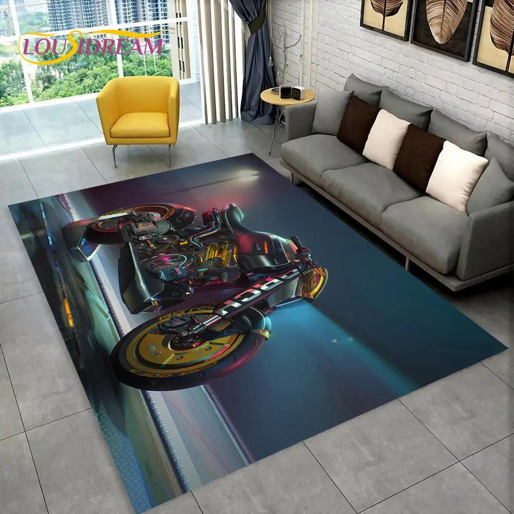 3D Киберпанк Концепт Мотоцикла Мультяшный Ковер, Ковер для Гостиной Спальни Дивана Прихожей Декор, Детский Нескользящий Коврик
