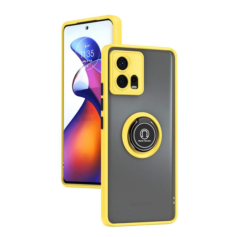 Чехол Armor Matte для Motorola Moto Edge 40 Neo Edge 30 Fusion Ultra Cover Ring Magnetic Holder Stand Business Full Protection