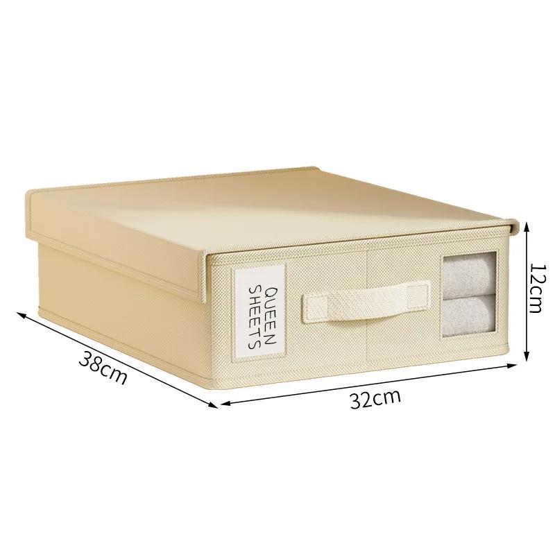 Органайзер для хранения простыней, Толстая ткань, Складной, Окно, Застежка-молния, Органайзер для одеял, Шкаф, Кровать, Хранение одежды с крышкой