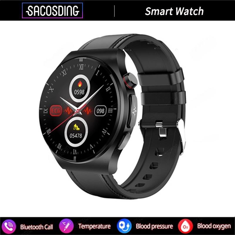 2024 Новые умные часы для мужчин ЭКГ + ППГ + ВСР Bluetooth Звонок Голосовое управление Часы артериального давления Кислород в крови Трекер здоровья SmartWatch