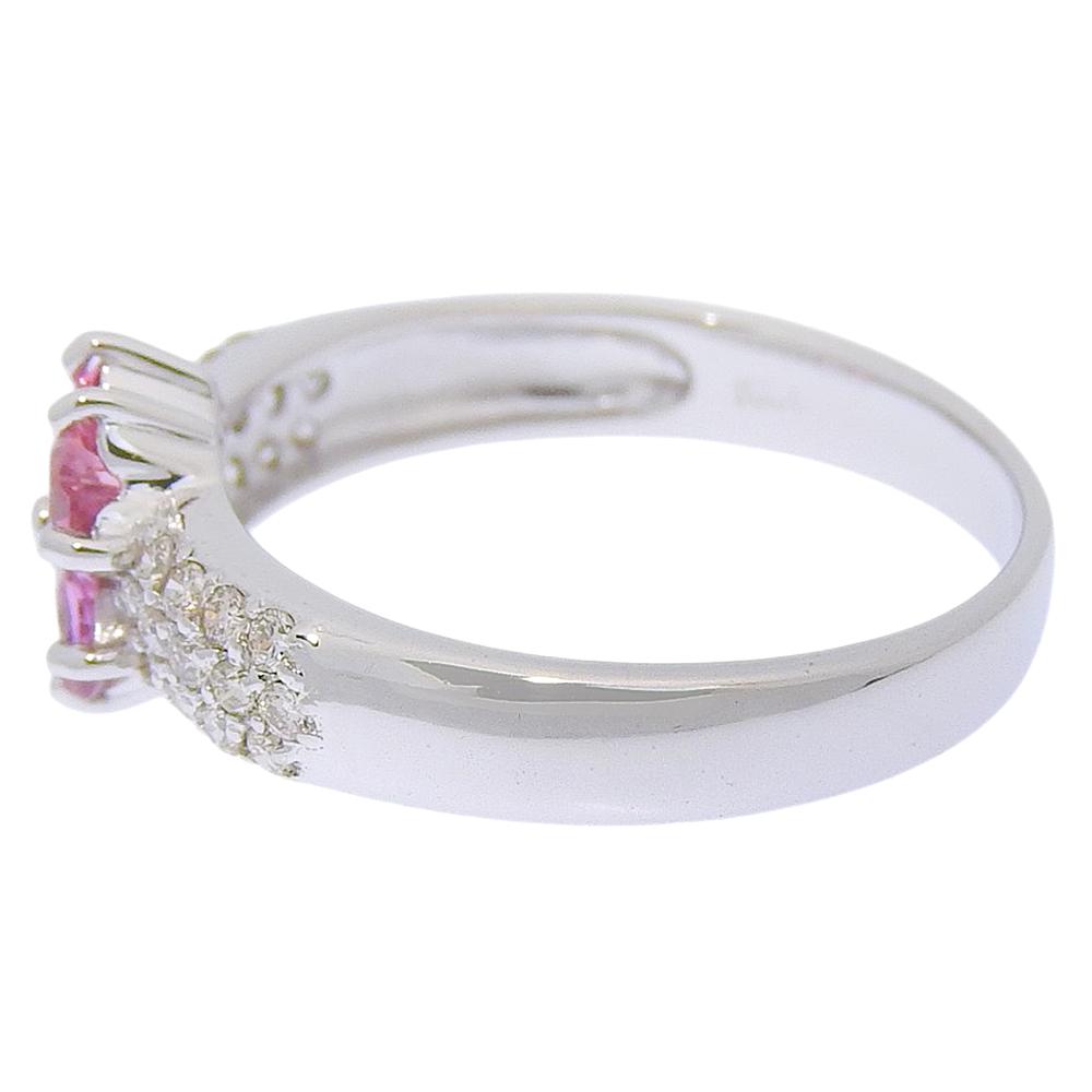 Flower motif Ring K18 white gold/diamond #5.8(US Size) flour 2.9g Women Used