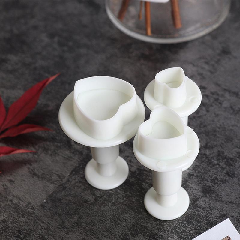 3Pc Heart Fondant Plunger Set Valentines Love Sugar Craft Cake Decorating Baking