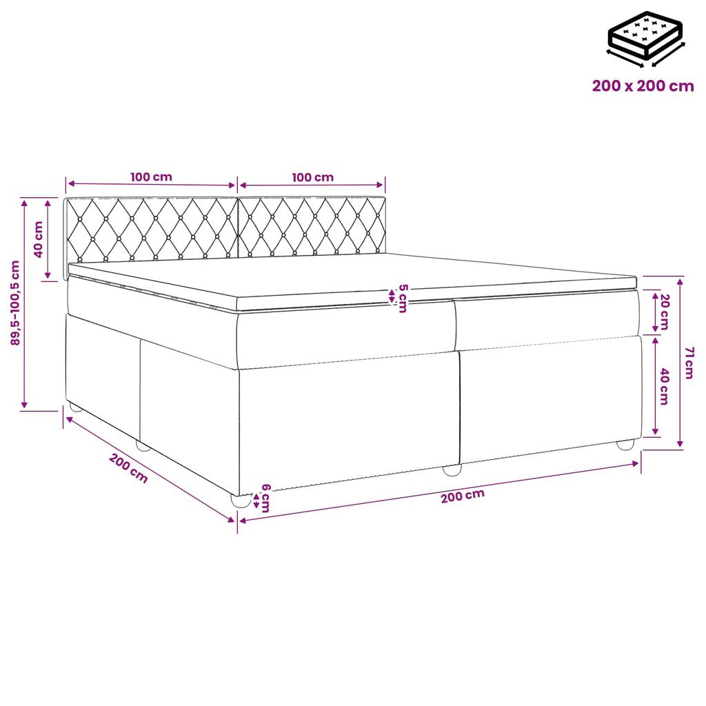 Boxspring bed with mattress and headboard pink 200 x 200 cm velvet