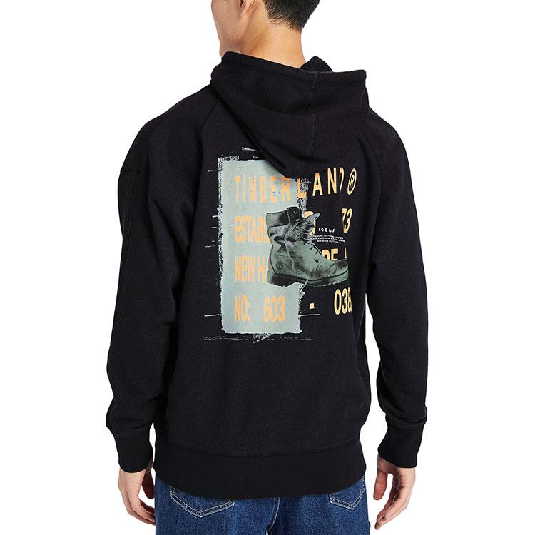 Timberland Sweatshirts Men's Black Hooded Moderate Regular (Unisex) Sweatshirts A2DXU 001