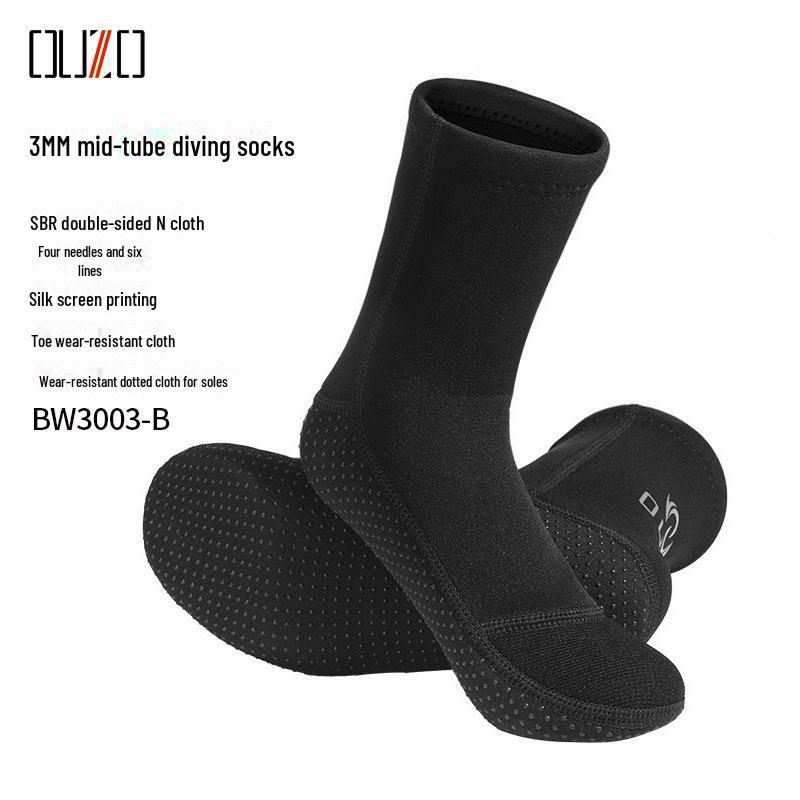 Носки для дайвинга OUZO 3 мм, износостойкие, нескользящие, устойчивые к холоду, для плавания, сноркелинга, серфинга и пляжного отдыха.