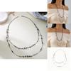 Trendy Double Chain Floral Pendant Necklace For Women Long Layered Summer Accessory