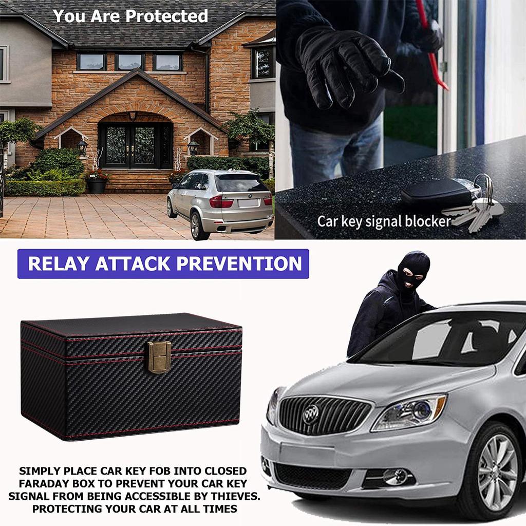Коробка Фарадея для автомобильных ключей, коробка для блокировки бесключевого сигнала, карбоновый чехол Фарадея, защищенный от взлома ящик для автомобильных ключей (Маленькая коробка)