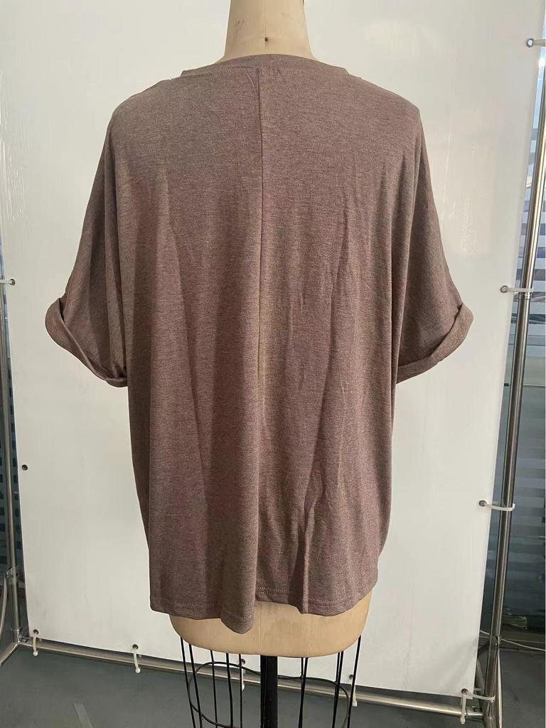 2024 Европейская и американская женская повседневная футболка большого размера с коротким рукавом свободного кроя