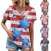 Summer Tops For Women Independence Day Print For Women V-Neck Short Sleeve Comfy Womens Tops Oversized Tshirts