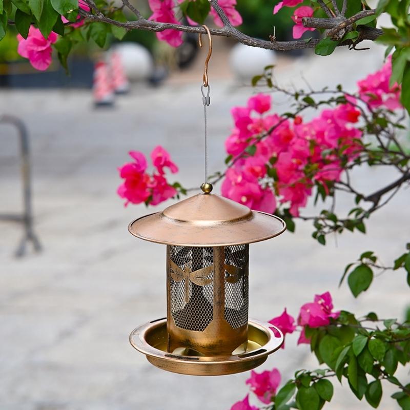 Rustproof Metal Wild Bird Feeder Feeding Tray Squirrels Proof Design Easy Fill Hanger For Backyard Bird Watching