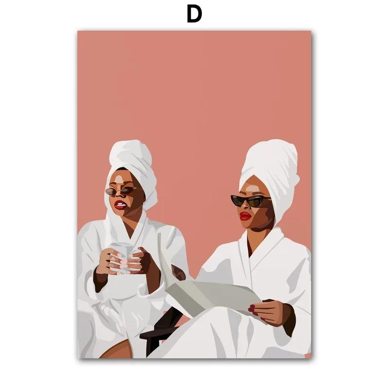 Sunny Holiday Bikini Black Woman Fashion Girl Wall Art Canvas Painting Posters Living Room Decorative Print Wall Pictures Home