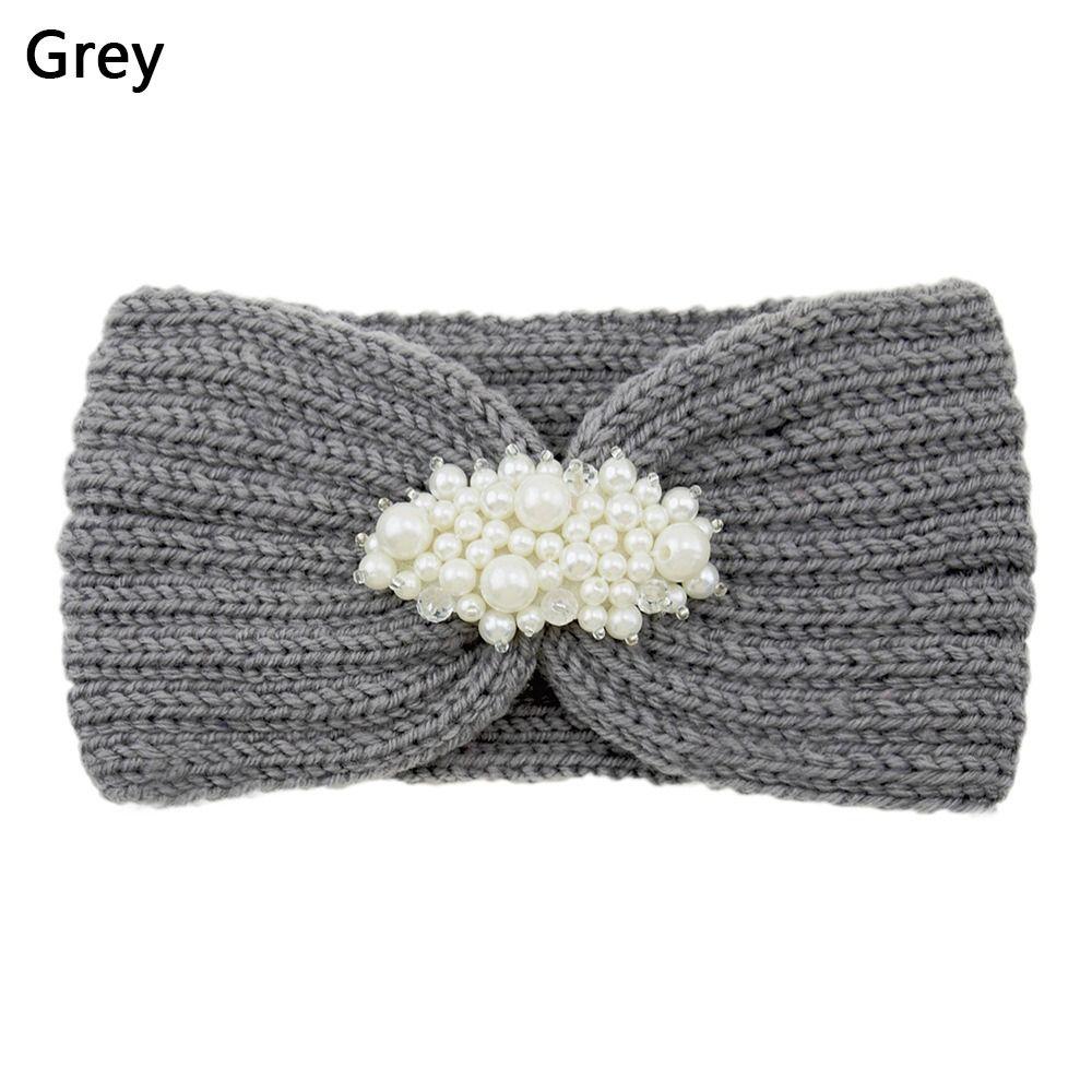 Жемчужная Вязаная Крючком Широкая Повязка на Голову Шапка-Тюрбан Вязаные Повязки на Голову