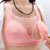 Women Bralette Solid Color Lace No Underwire Padded Wide Straps Front Button Push Up Full Cover Pregnant Ladies Wireless Nursing Bra