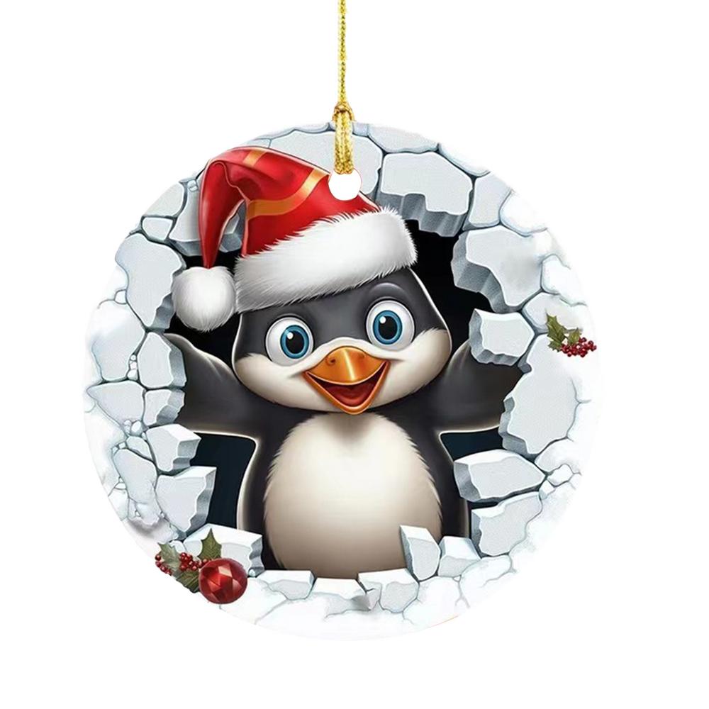 Snowman Ornaments For Christmas Tree Break Through Acrylic Window Ornaments 2D Creative Window Ornaments For Holiday Parties