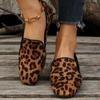 Fashion Plus Size Spring and Autumn 2024 New Women's Flat Shoes Fashionable, Comfortable Outdoor Leopard Pattern Flat Heels Slip On