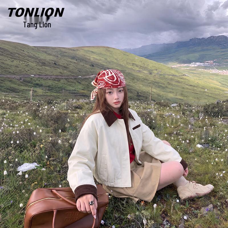 Женская академическая куртка TonLion с цветными блоками и лацканами